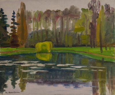 Paris, Lake with Water Lilies — Oil painting, Canvas, 38.00×46.00cm — Theodoros Markellos